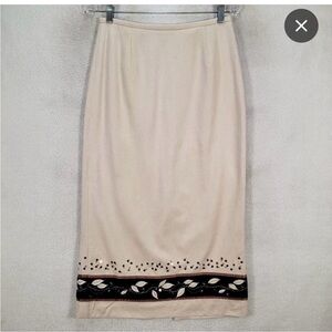Vintage Ann Taylor embroidered with brown velvet dressy pencil skirt.